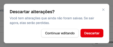Confirmação para descartar alterações