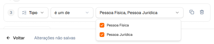 Escolha de várias opções