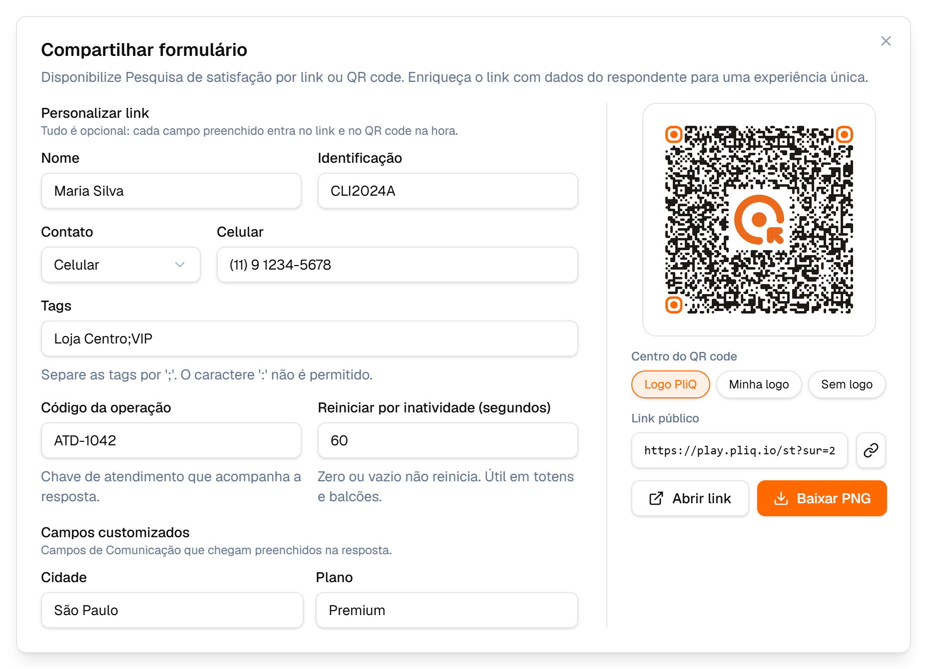 Contato trocado para Celular, com o telefone preenchido