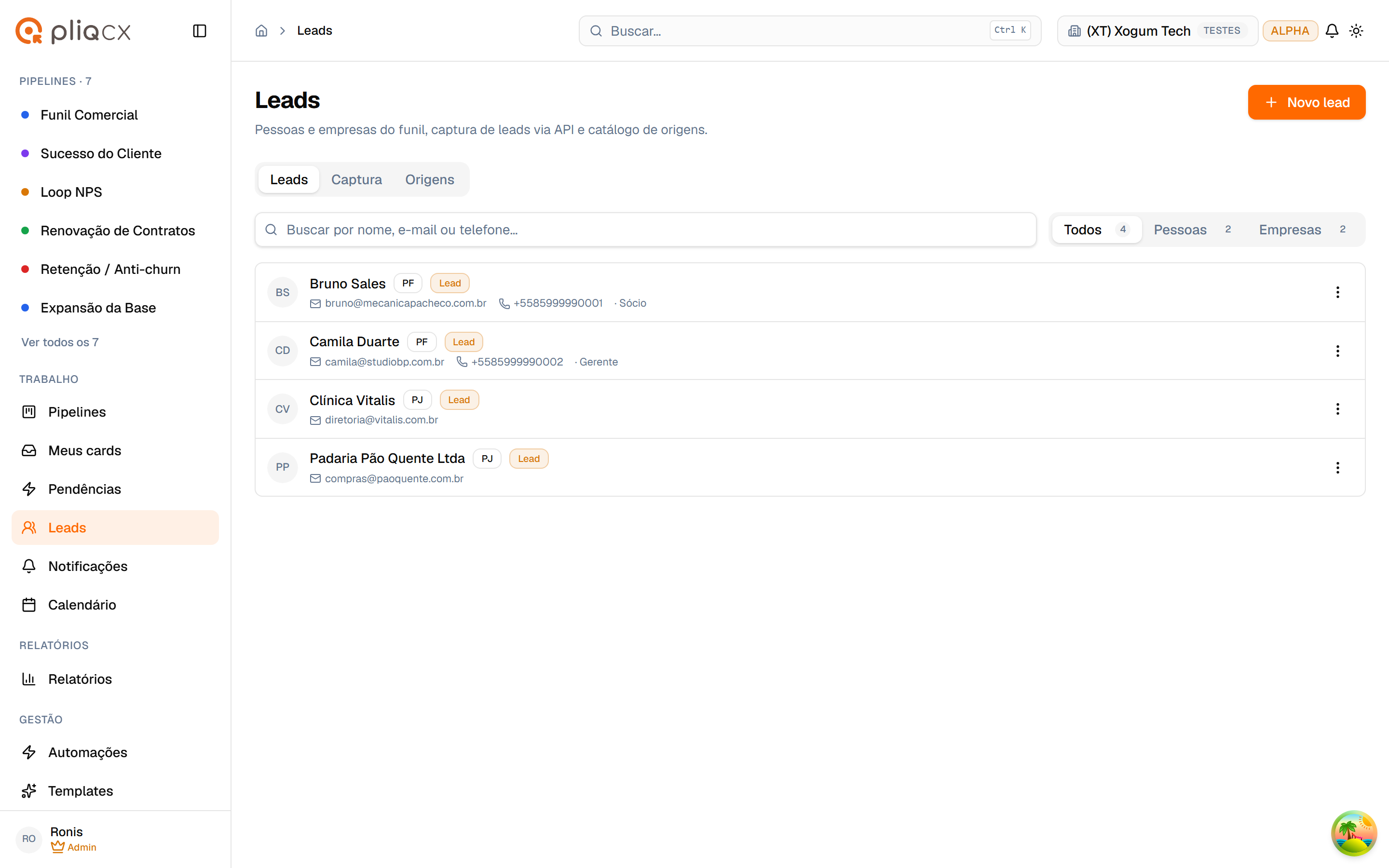 Lista de leads