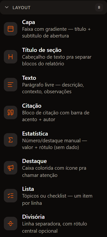 Grupo Layout da paleta