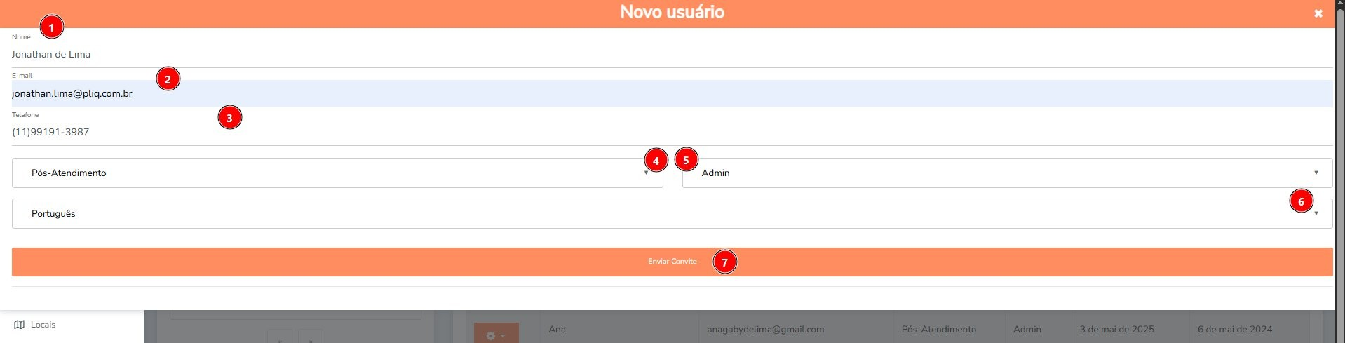 Formulário de criação de novo usuário